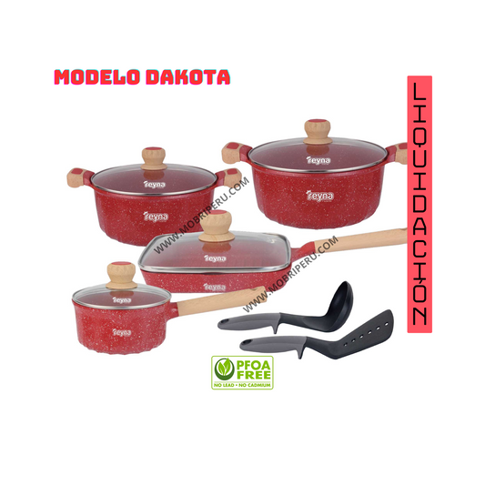 SET DE OLLAS ROCA VOLCÁNICA REYNA - DAKOTA 8 PIEZAS
