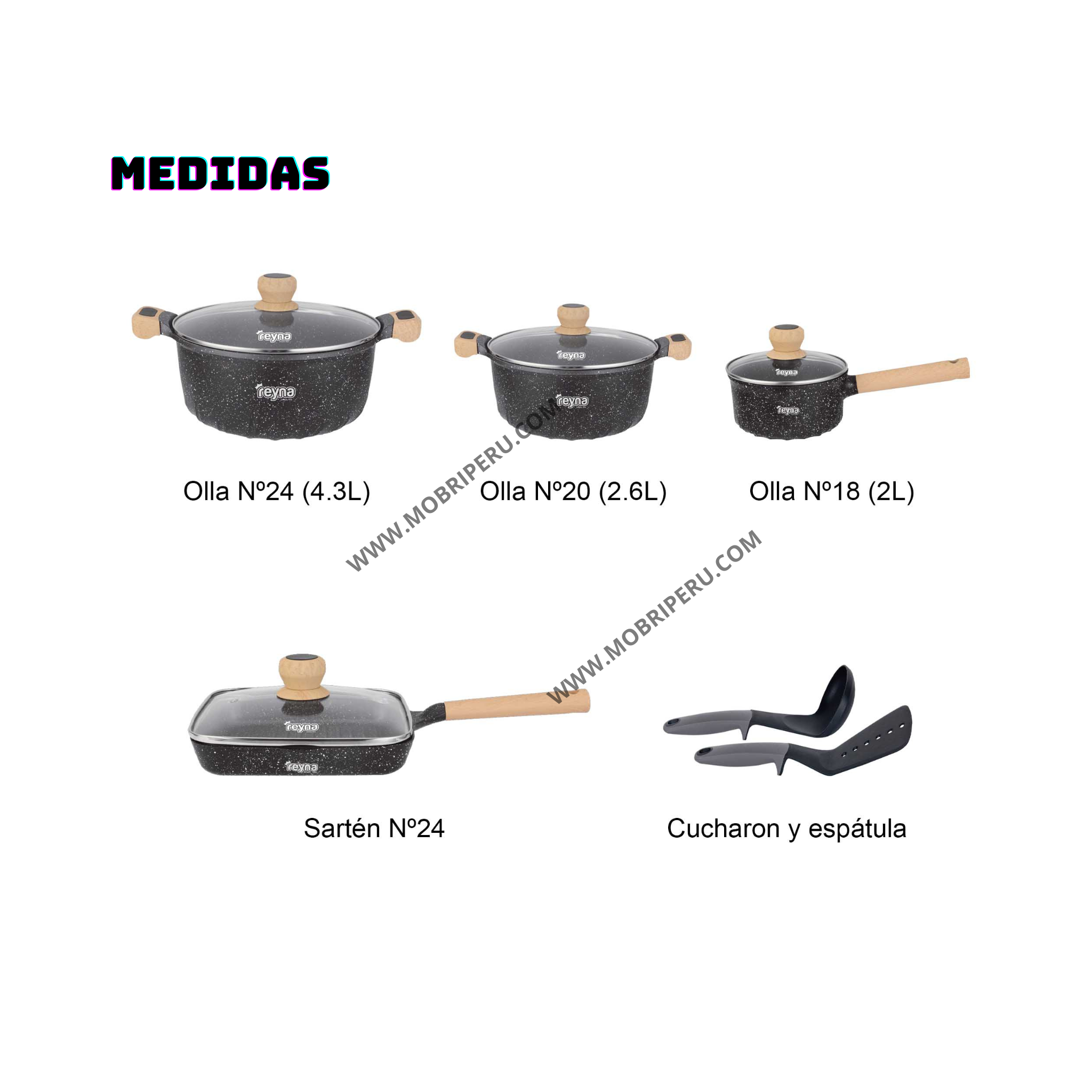 JUEGO OLLAS REYNA DAKOTA 10PZ ROCA VOLCÁNICA