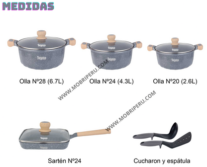 JUEGO DE OLLAS ROCA VOLCÁNICA 10PC SIENA DE REYNA