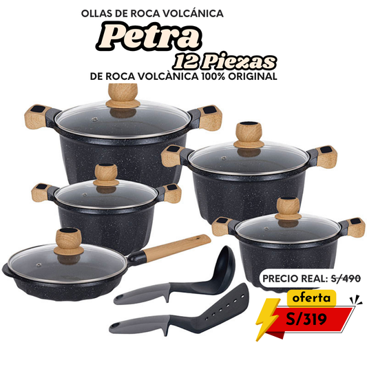 JUEGO DE OLLAS ROCA VOLCÁNICA 12PC PETRA DE REYNA