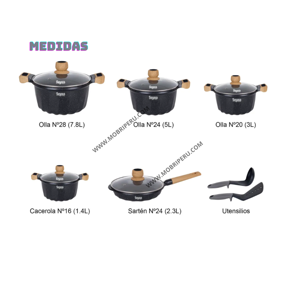 JUEGO OLLAS REYNA PETRA 12PZ ROCA VOLCÁNICA