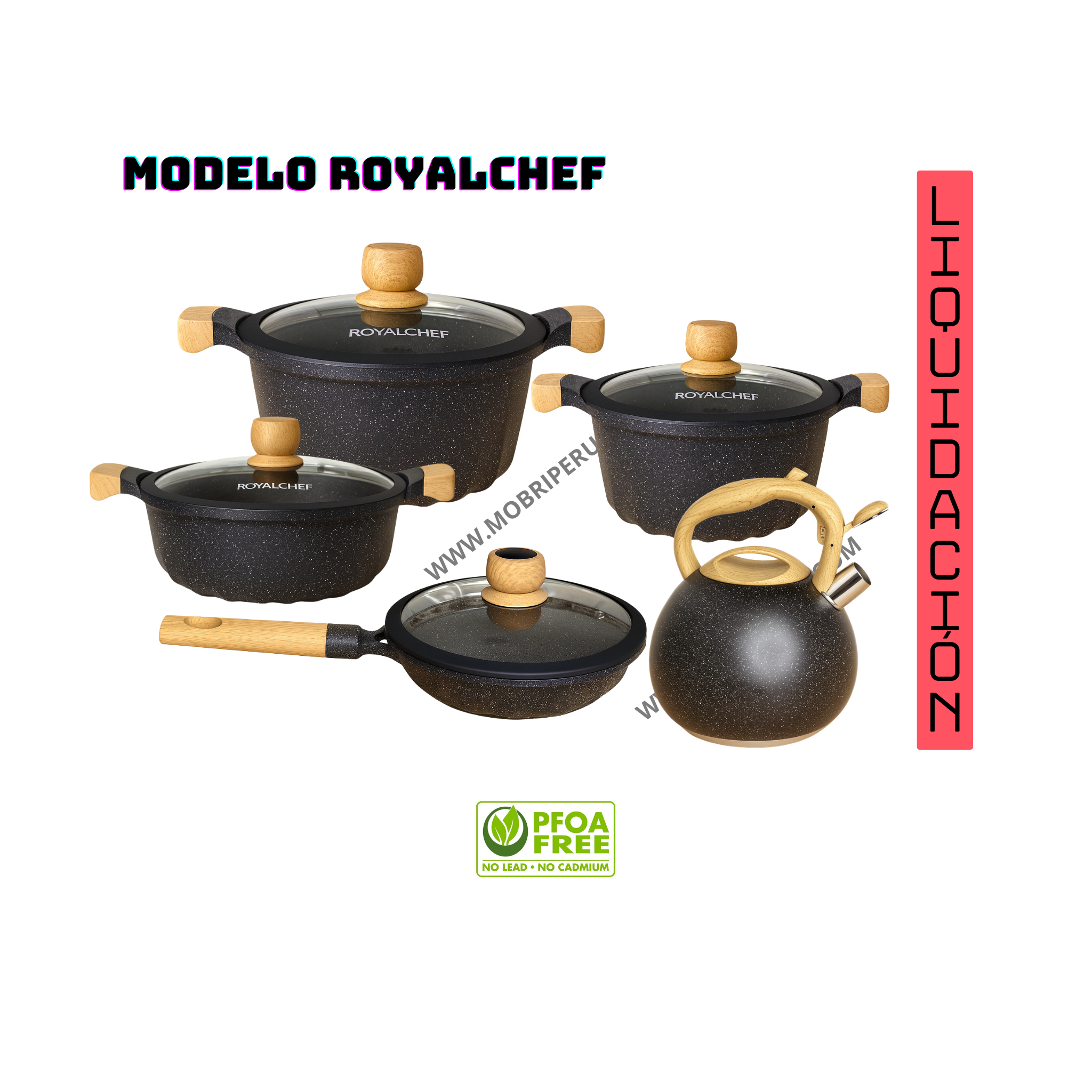 JUEGO OLLAS ROYAL CHEF 9PZ ROCA VOLCÁNICA